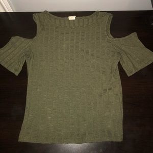Cropped army green off shoulder top